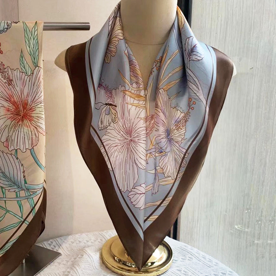 100% silk scarf "Hibiscus"