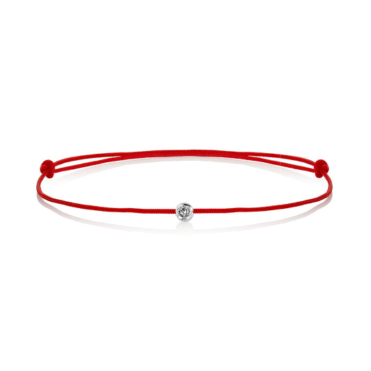 Red string bracelet with diamond, 585 AU