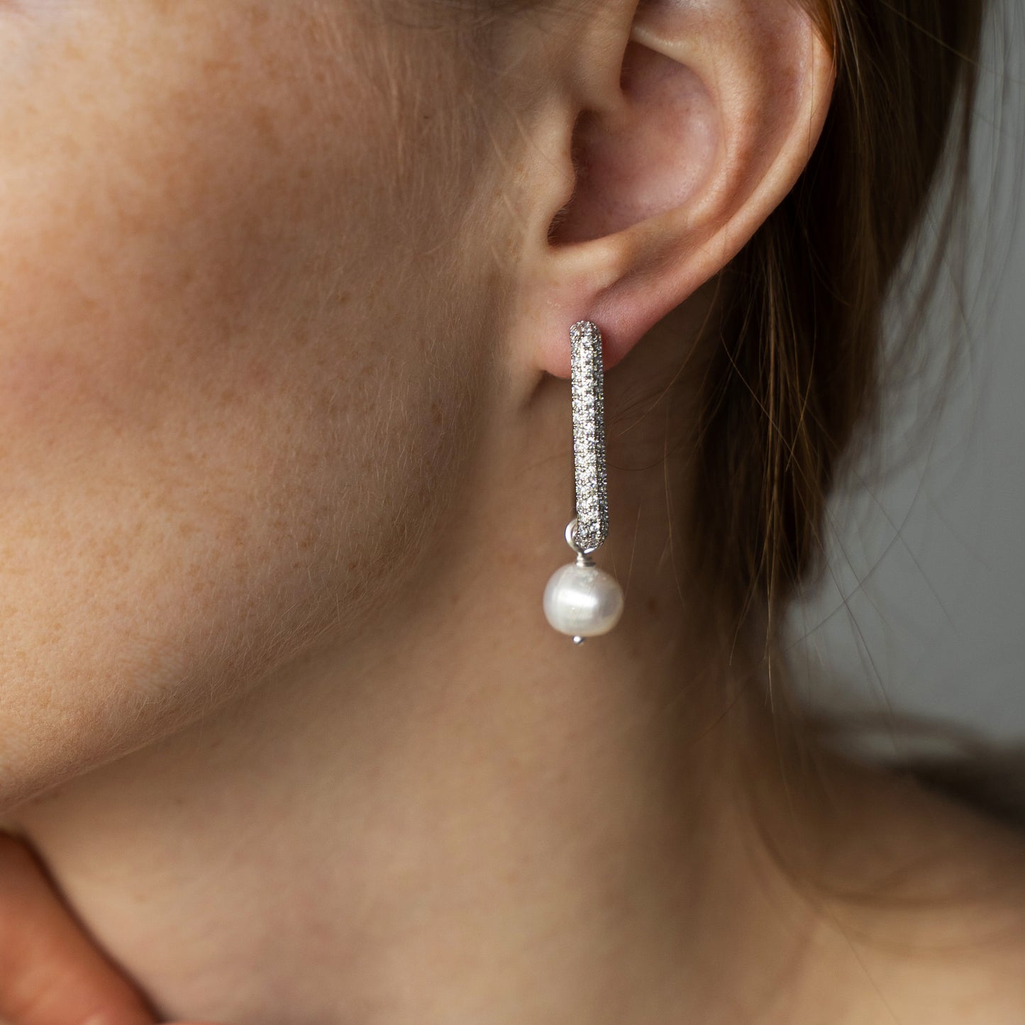 Silver plated earrings with natural pearls (2 in 1)