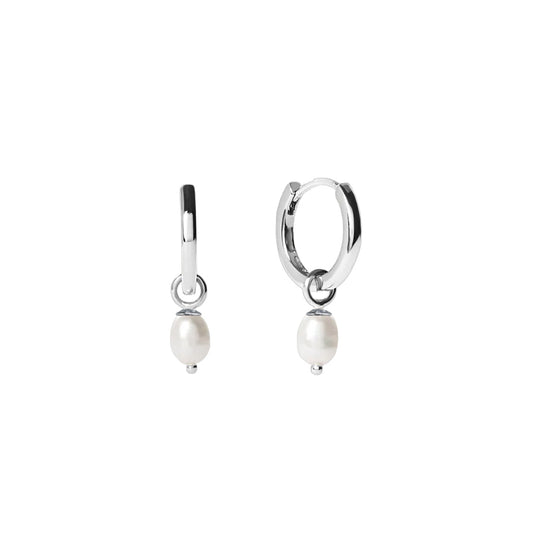 Silver plated earrings with natural pearls (2 in 1)