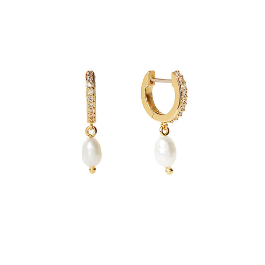 Gold plated earrings with natural pearls "Liis"