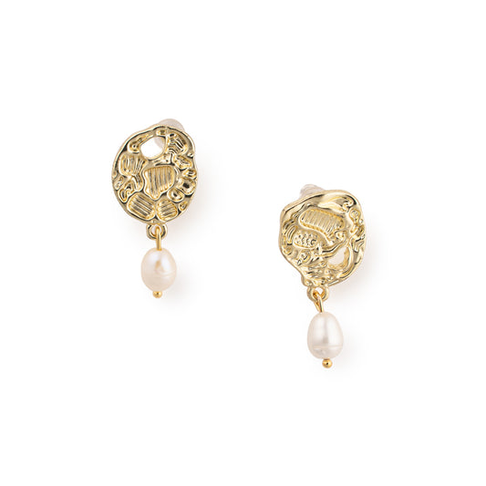 Gold plated earrings with natural pearls "Jacky"