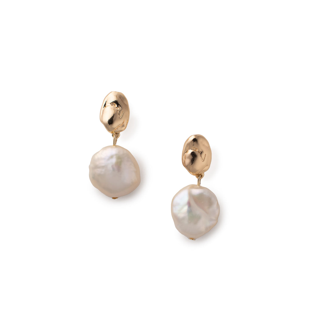 Gold plated earrings with natural pearls "Evita"