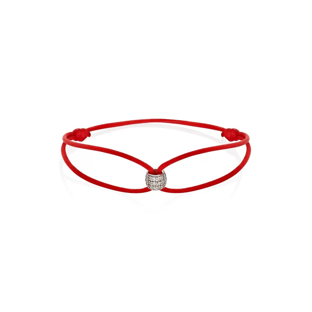 Red string bracelet with 0.31ct diamonds