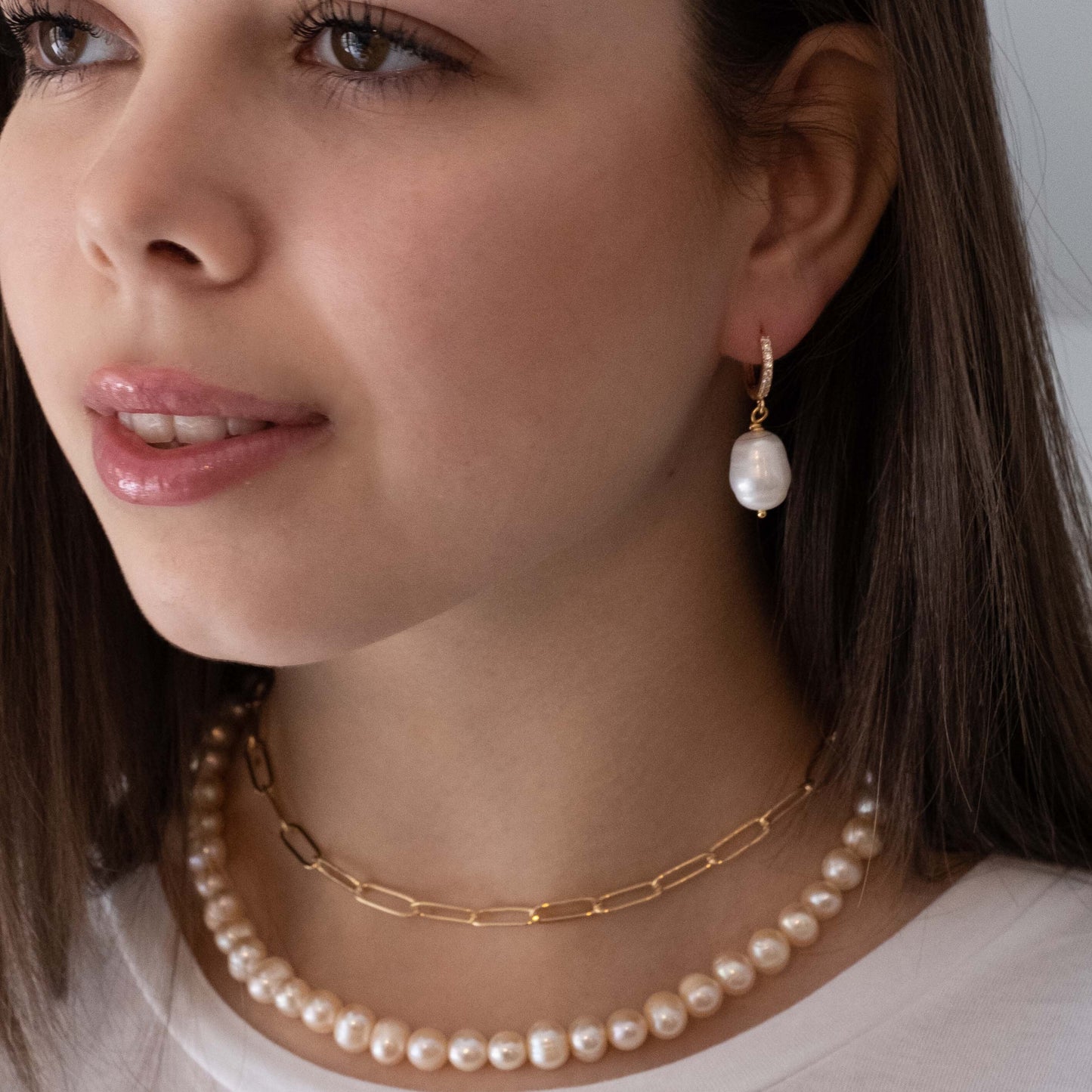 Paauksuoti auskarai su natūraliais perlais "Erina"