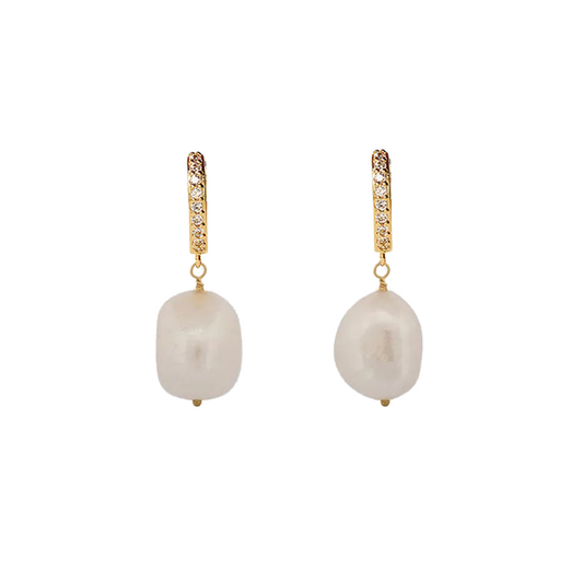 Gold plated earrings with natural pearls "Erina"