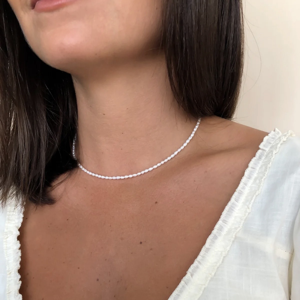 Natural pearl necklace, 3mm