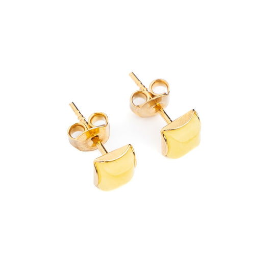 Sterling silver gold plated earrings with natural amber "Vibia"
