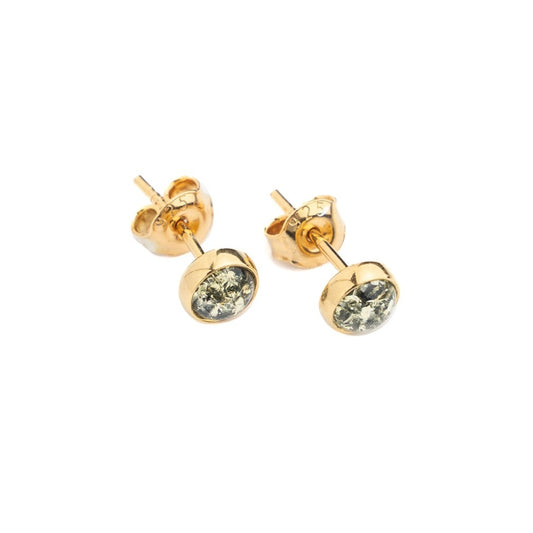 Sterling silver gold plated earrings with natural amber "Nora"