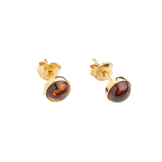 Sterling silver gold plated earrings with natural amber "Iren"