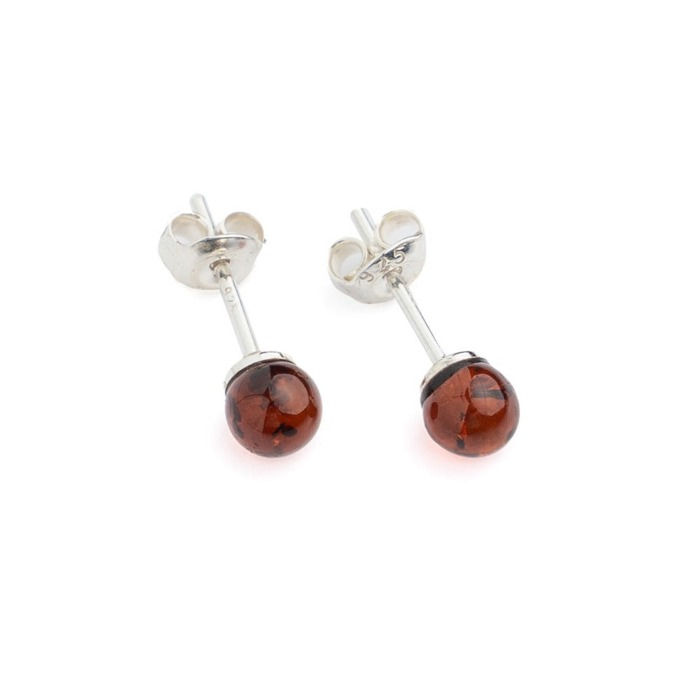 Sterling silver earrings with natural amber "Vaida"
