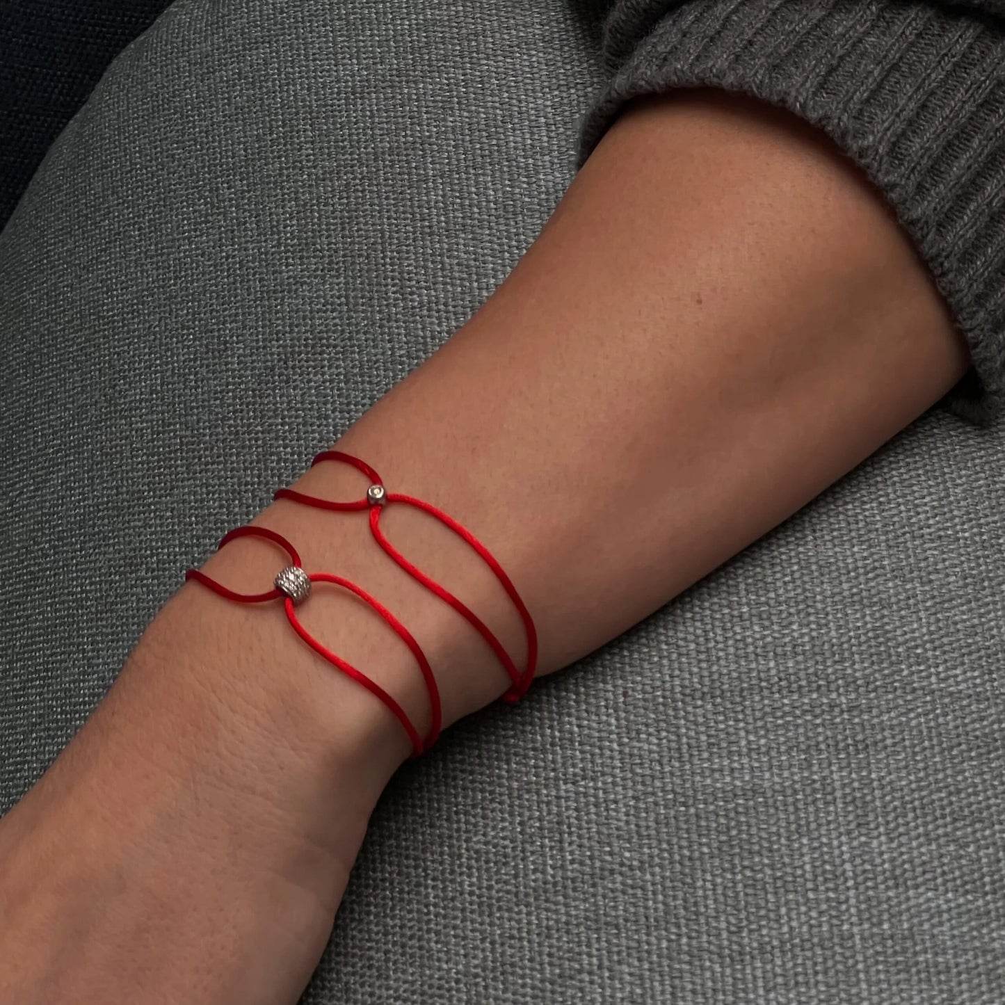Red string bracelet with 0.04ct diamond