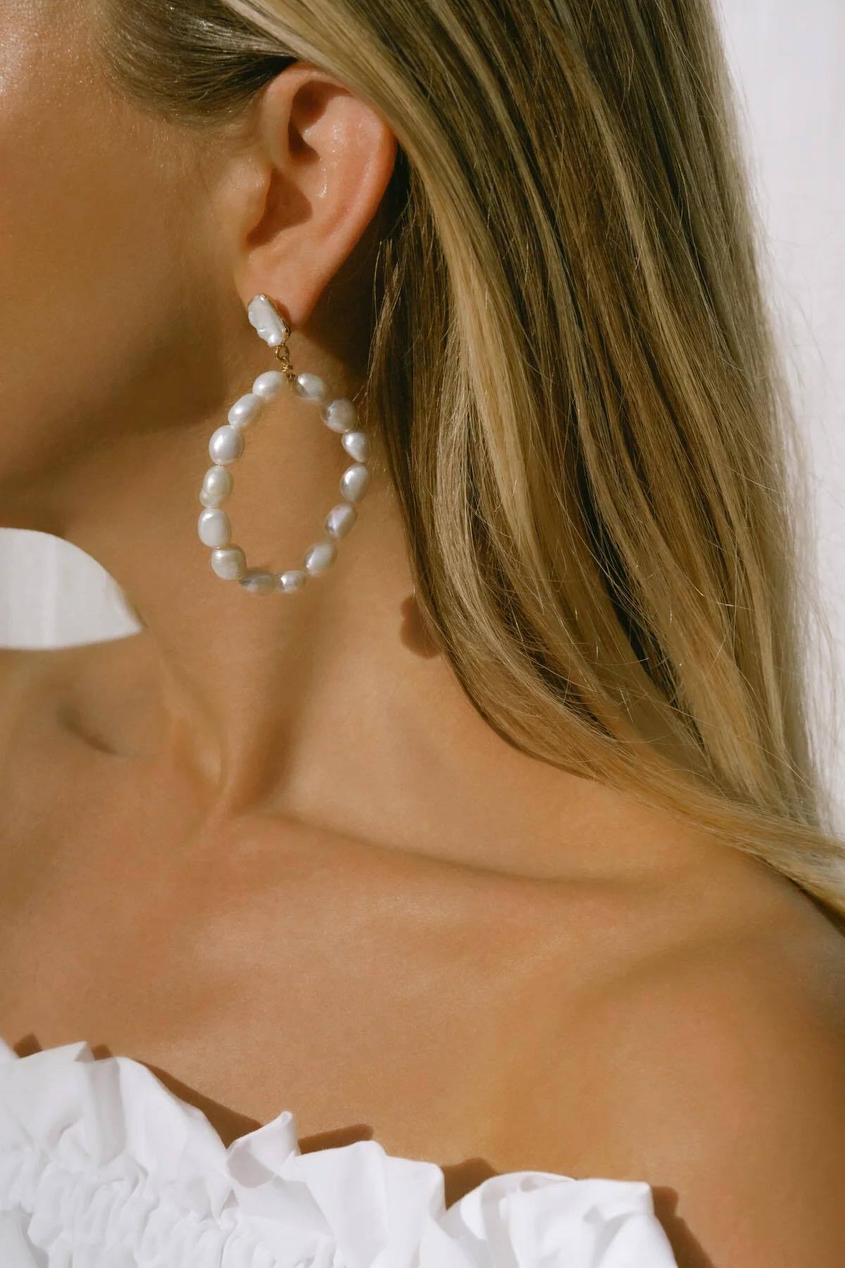 Paauksuoti auskarai su natūraliais perlais "Emily"