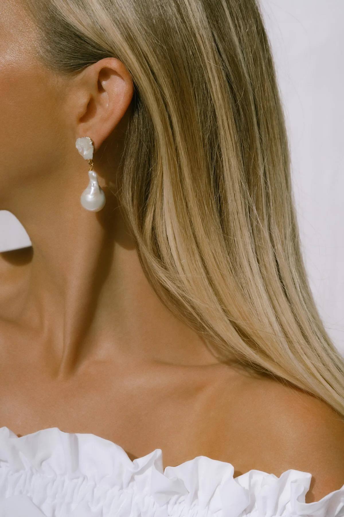 Paauksuoti auskarai su natūraliais perlais "Eliana"