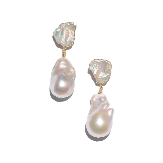 Gold plated earrings with natural pearls "Eliana"