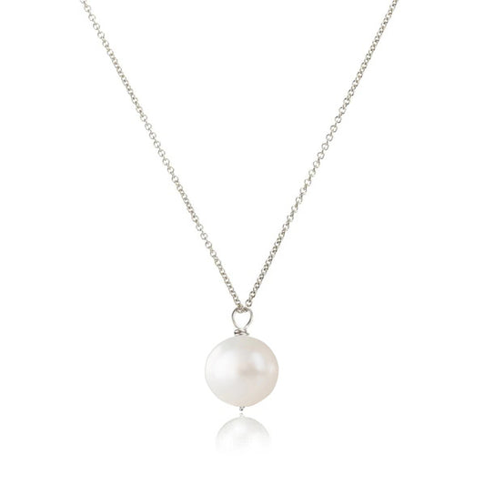Elegant 925 sterling silver pendant with natural pearl, 10mm