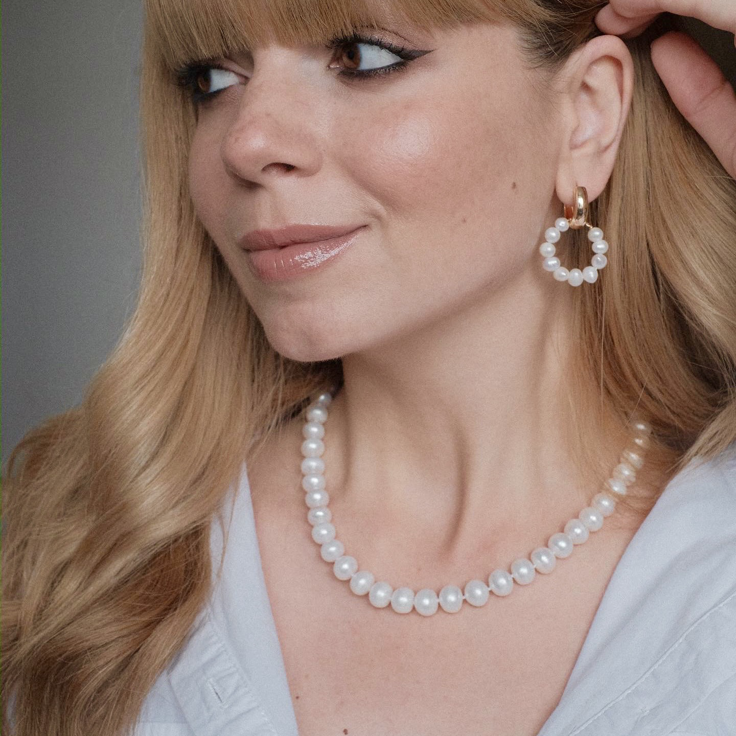 Paauksuoti auskarai su natūraliais perlais "Emma"