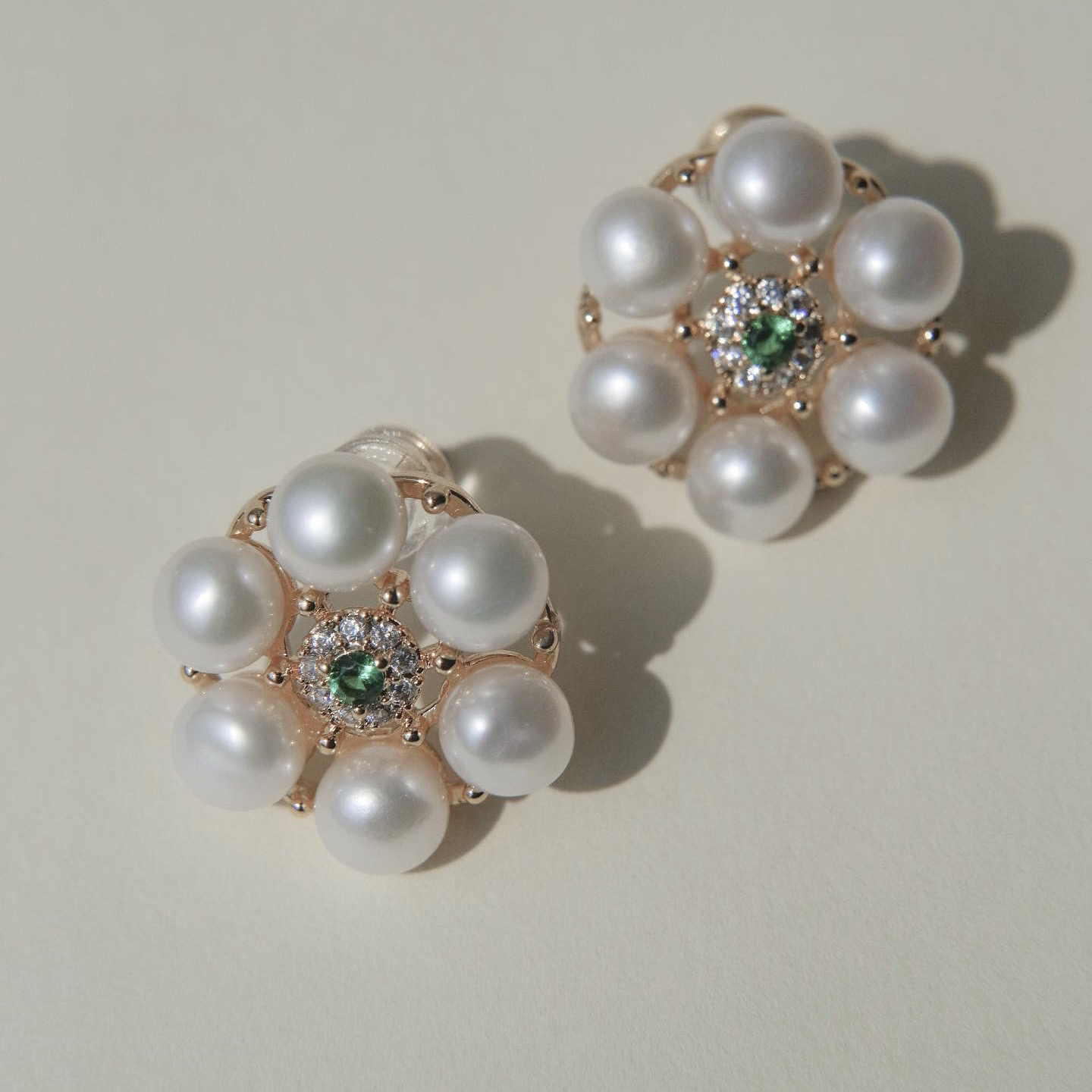 Gold plated earrings with natural pearls "Jerrina"