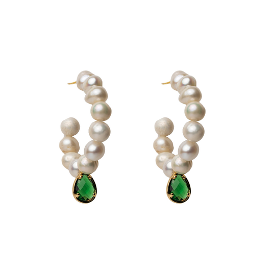 Gold plated earrings with natural pearls "Josephina"