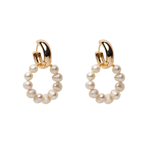 Gold plated earrings with natural pearls "Emma"