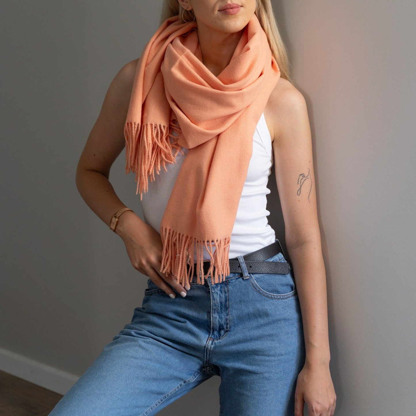 Cashmere scarf #Coral