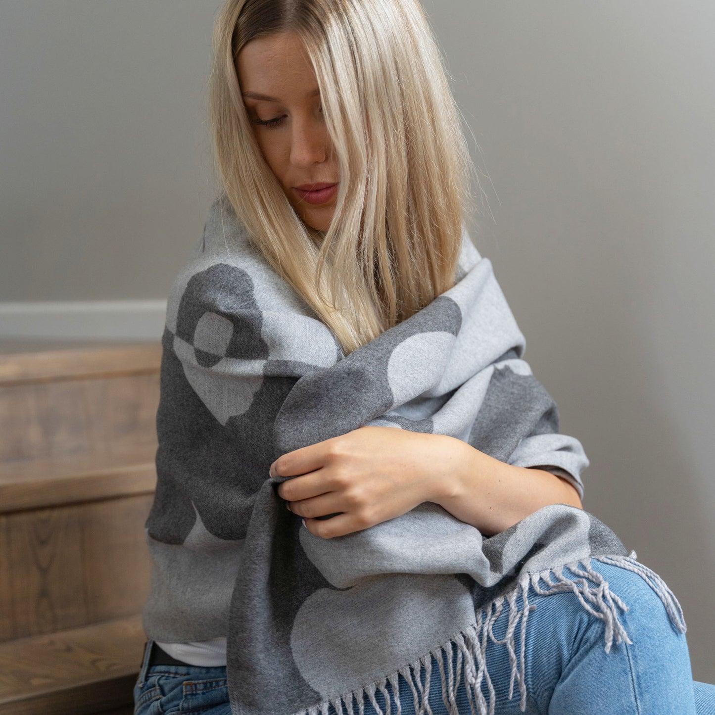 Cashmere scarf #Grey/Blue