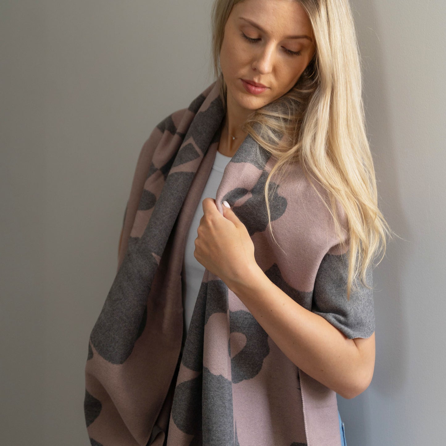 Cashmere scarf #Pink/Grey