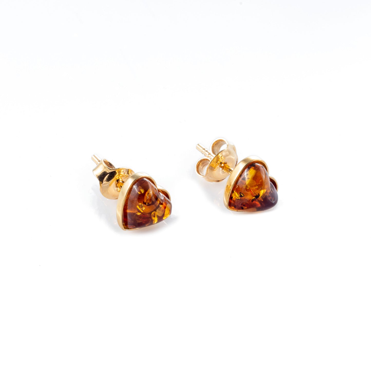 Sterling silver gold plated earrings with natural amber "Pille"